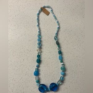 Handmade Beaded Blue Necklace - New